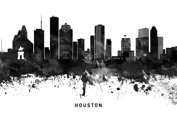 WallDecorAddict: Houston Skyline Black & White by WallDecorAddict