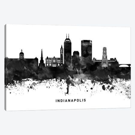Indianapolis Skyline Black & White Canvas Print #WDA784} by WallDecorAddict Canvas Print