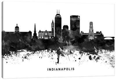 Indianapolis Skyline Black & White Canvas Art Print - Indianapolis Art
