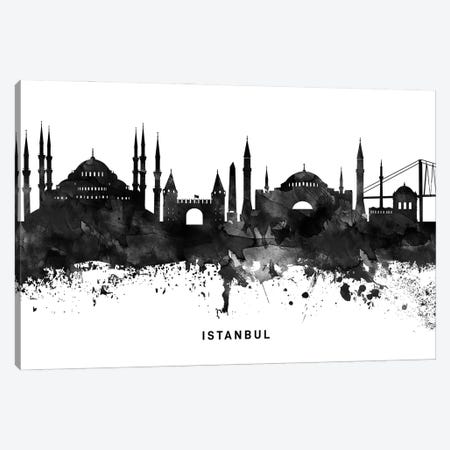 Istanbul Skyline Black & White Canvas Print #WDA785} by WallDecorAddict Canvas Art Print