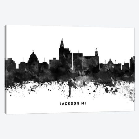Jackson Mi Skyline Black & White Canvas Print #WDA786} by WallDecorAddict Canvas Art Print