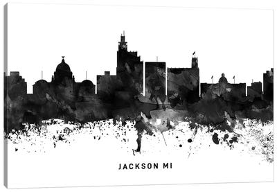 Jackson Mi Skyline Black & White Canvas Art Print - Mississippi Art