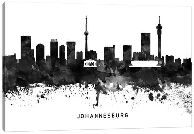 Johannesburg Skyline Black & White Canvas Art Print - South Africa