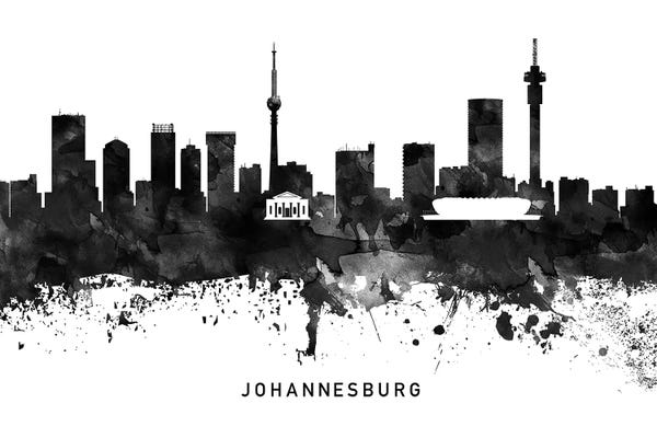 South Africa: Johannesburg Skyline Black & White by WallDecorAddict
