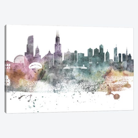 Chicago Pastel Skylines Canvas Print #WDA78} by WallDecorAddict Canvas Art