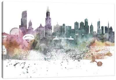 Chicago Pastel Skylines Canvas Art Print - Illinois Art