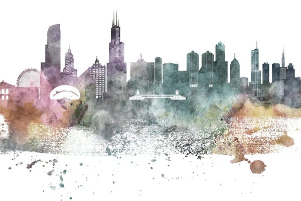 Illinois: Chicago Pastel Skylines by WallDecorAddict
