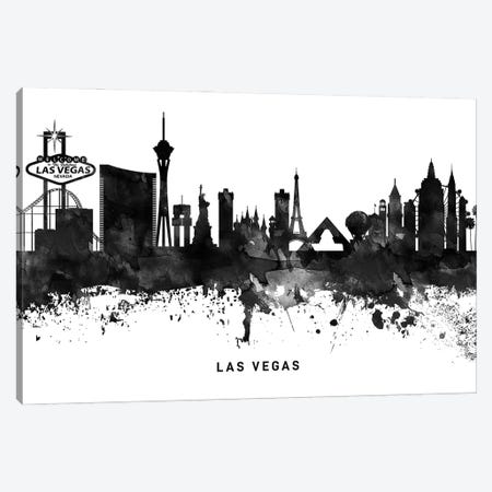 Las Vegas Skyline Black & White Canvas Print #WDA791} by WallDecorAddict Canvas Print