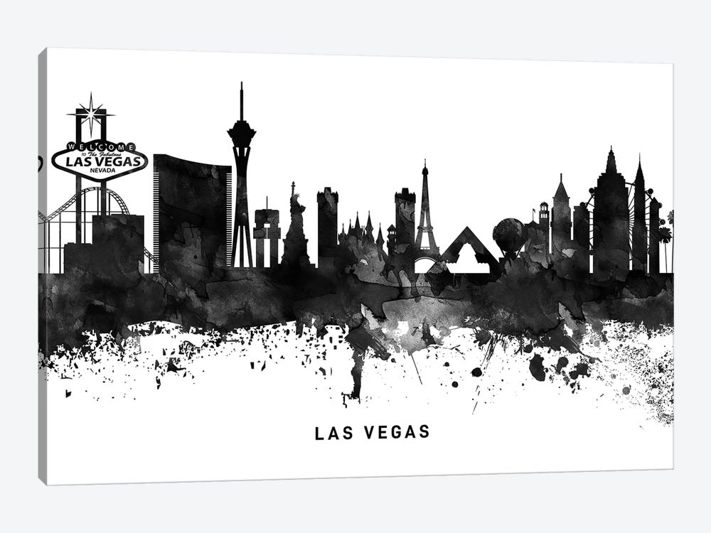 Las Vegas Skyline Black & White by WallDecorAddict 1-piece Canvas Art