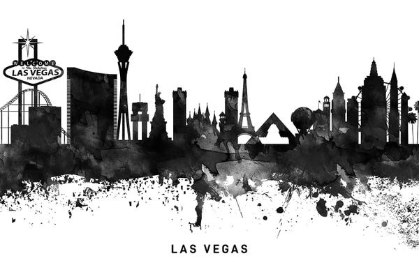 Nevada: Las Vegas Skyline Black & White by WallDecorAddict