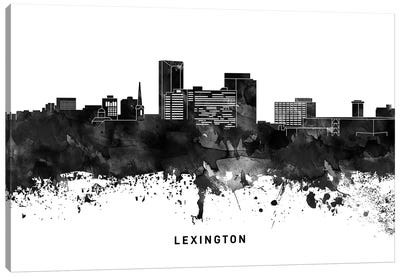 Lexington Skyline Black & White Canvas Art Print - Kentucky Art