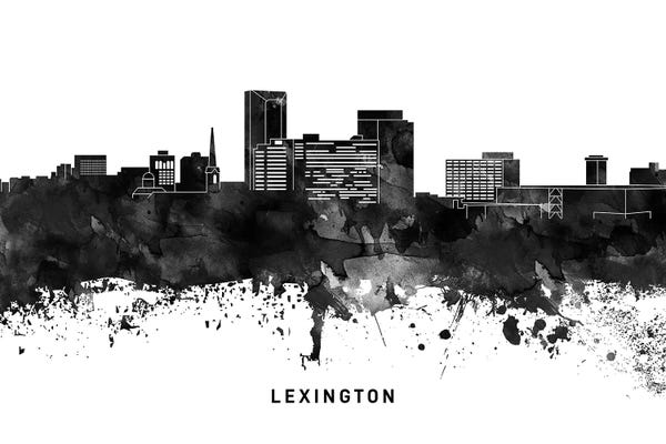 Kentucky: Lexington Skyline Black & White by WallDecorAddict