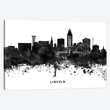 Lincoln Skyline Black & White Canvas Print #WDA793} by WallDecorAddict Art Print
