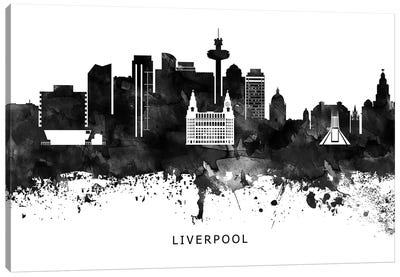 Liverpool Skyline Black & White Canvas Art Print - Liverpool Art