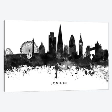 London Skyline Black & White Canvas Print #WDA797} by WallDecorAddict Canvas Artwork