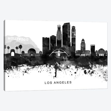 Los Angeles Skyline Black & White Canvas Print #WDA798} by WallDecorAddict Art Print