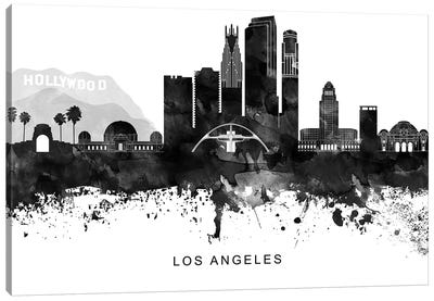 Los Angeles Skyline Black & White Canvas Art Print - Black & White Scenic