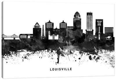 Louisville Skyline Black & White Canvas Art Print - Louisville Art