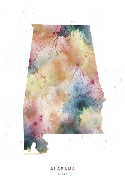 Alabama: Alabama State Watercolor by WallDecorAddict