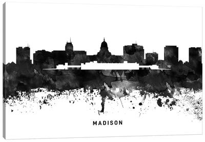 Madison Skyline Black & White Canvas Art Print - Wisconsin Art