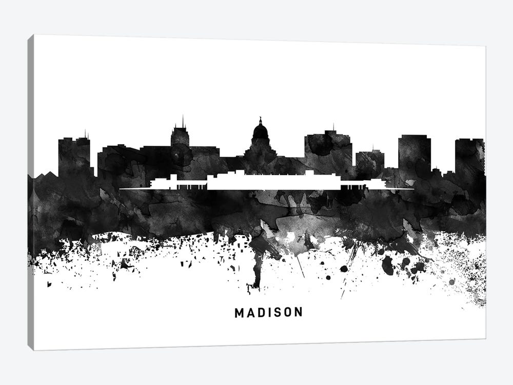Madison Skyline Black & White by WallDecorAddict 1-piece Canvas Art Print