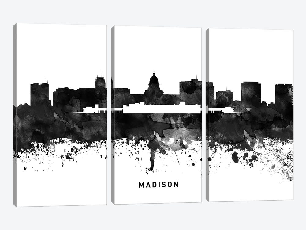 Madison Skyline Black & White by WallDecorAddict 3-piece Canvas Art Print