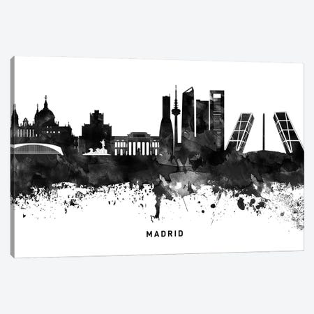 Madrid Skyline Black & White Canvas Print #WDA802} by WallDecorAddict Canvas Art Print
