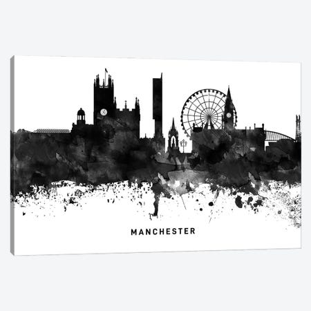 Manchester Skyline Black & White Canvas Print #WDA803} by WallDecorAddict Canvas Print