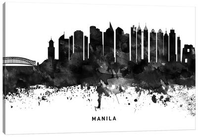 Manila Skyline Black & White Canvas Art Print - Philippines Art