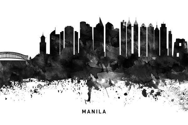 Philippines: Manila Skyline Black & White by WallDecorAddict