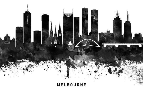 Victoria: Melbourne Skyline Black & White by WallDecorAddict