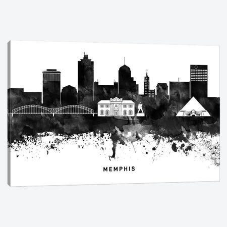 Memphis Skyline Black & White Canvas Print #WDA806} by WallDecorAddict Canvas Art