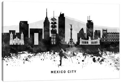 Mexico City Skyline Black & White Canvas Art Print