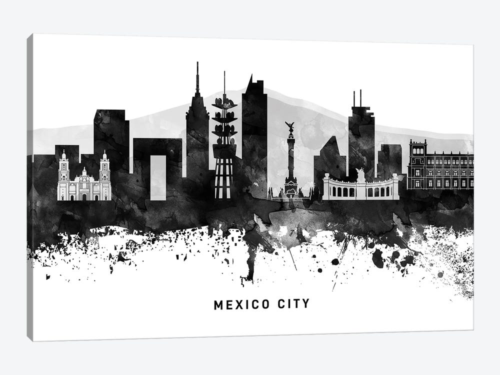 Mexico City Skyline Black & White by WallDecorAddict 1-piece Art Print