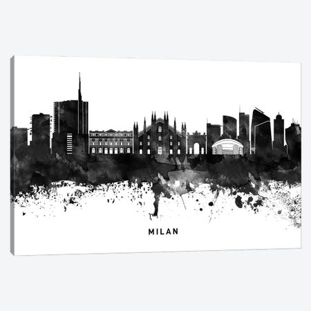 Milan Skyline Black & White Canvas Print #WDA809} by WallDecorAddict Canvas Print