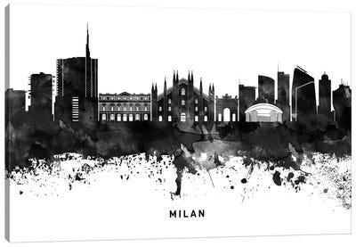 Milan Skyline Black & White Canvas Art Print