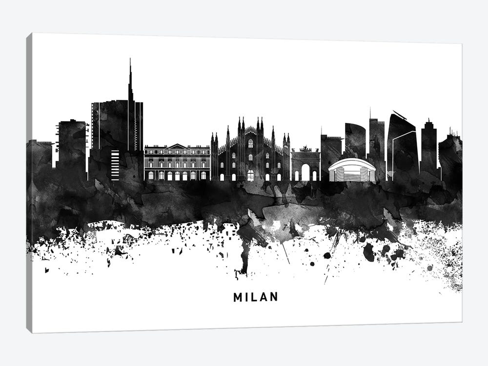 Milan Skyline Black & White by WallDecorAddict 1-piece Art Print
