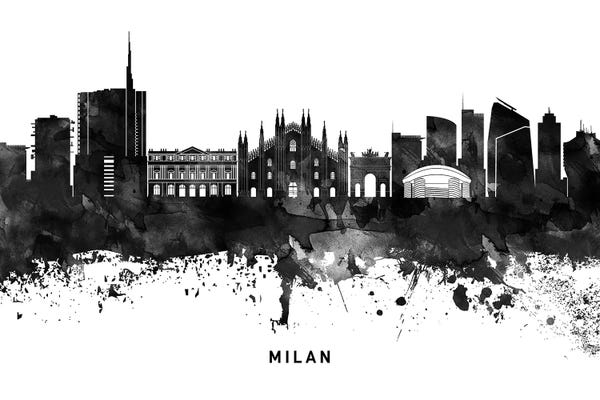 Lombardy: Milan Skyline Black & White by WallDecorAddict