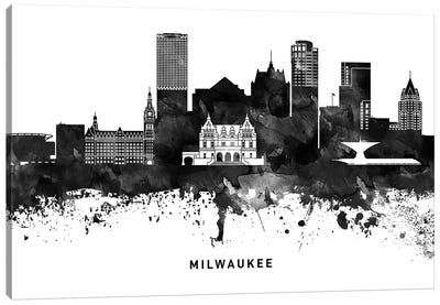 Milwaukee Skyline Black & White Canvas Art Print - Wisconsin Art