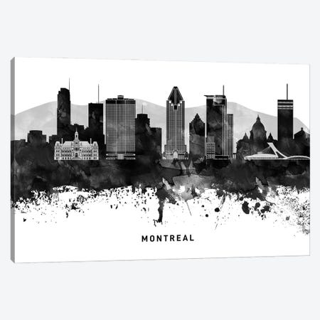 Montreal Skyline Black & White Canvas Print #WDA812} by WallDecorAddict Canvas Artwork