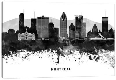 Montreal Skyline Black & White Canvas Art Print - Quebec Art