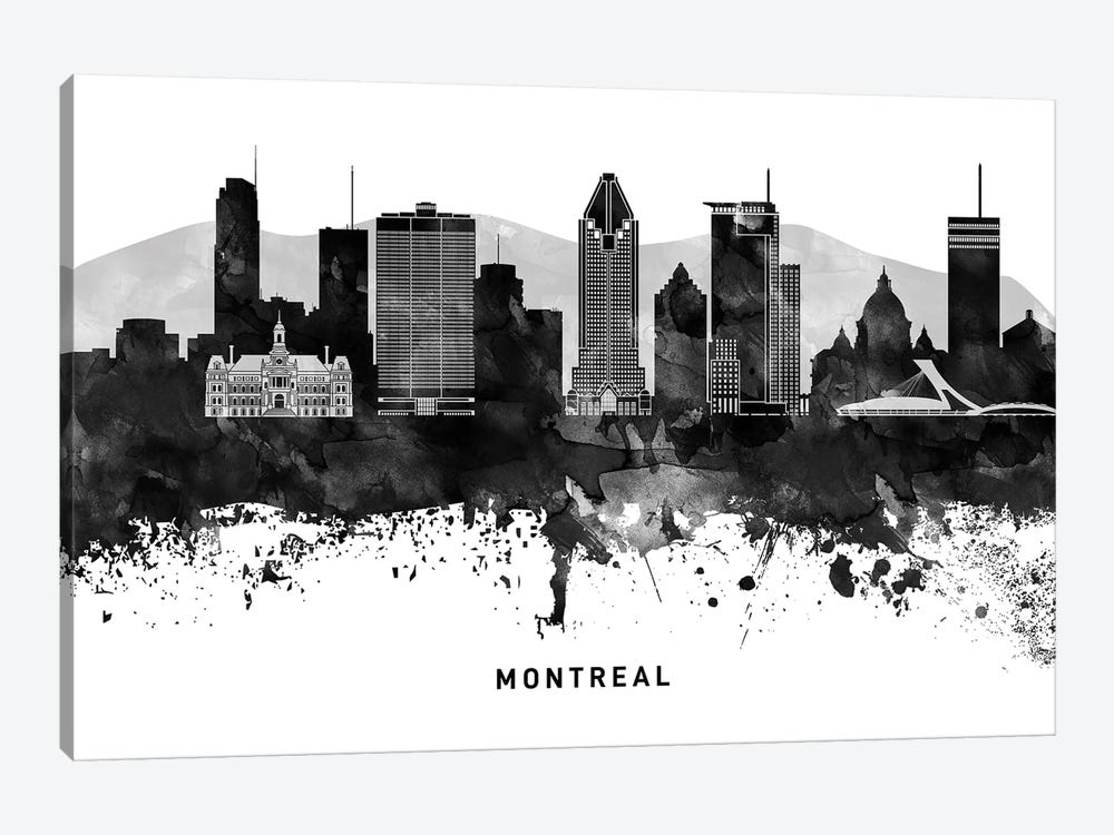 Montreal Skyline Black & White by WallDecorAddict 1-piece Art Print