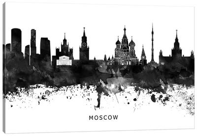 Moscow Skyline Black & White Canvas Art Print - Moscow Art