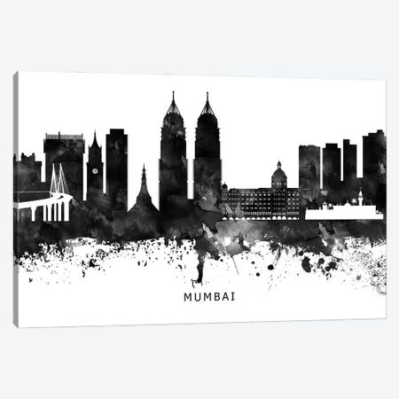 Mumbai Skyline Black & White Canvas Print #WDA814} by WallDecorAddict Canvas Print