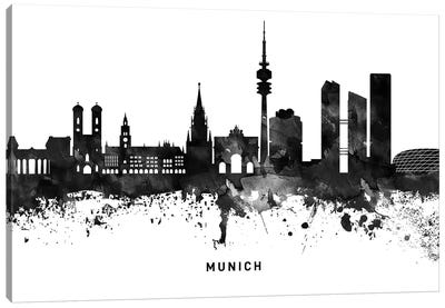 Munich Skyline Black & White Canvas Art Print