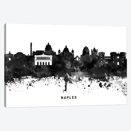 Naples Skyline Black & White Canvas Print #WDA816} by WallDecorAddict Art Print