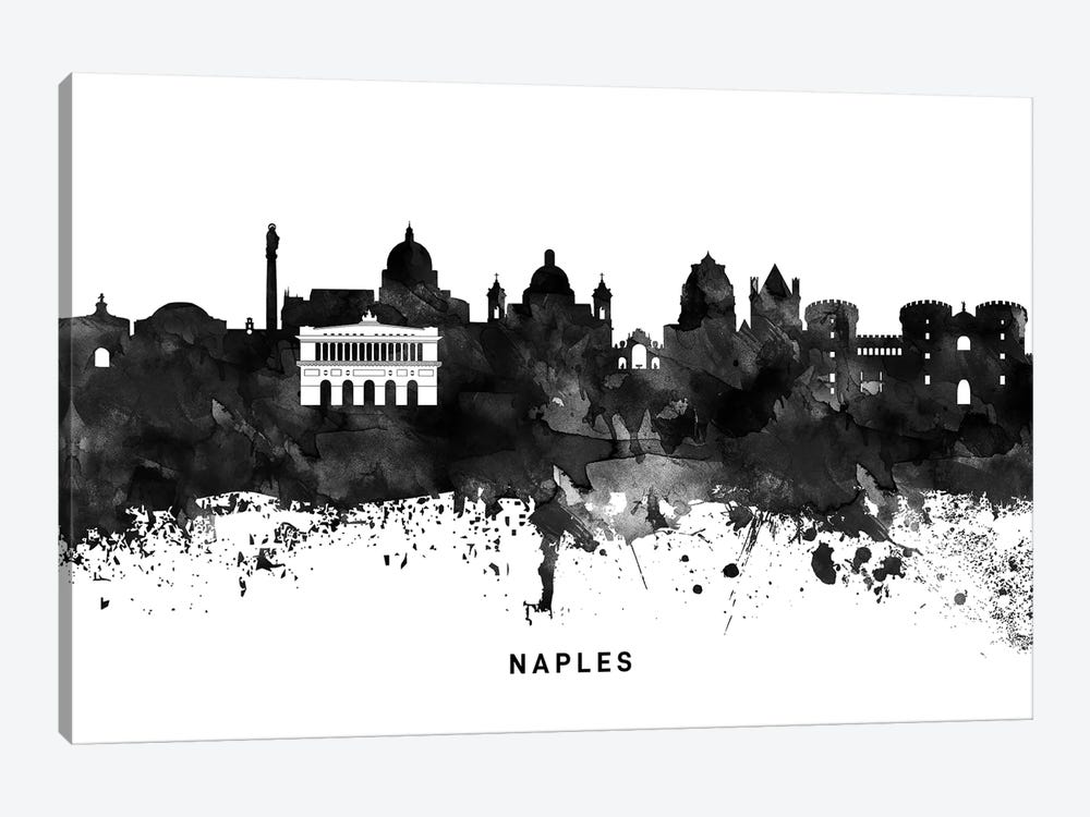 Naples Skyline Black & White by WallDecorAddict 1-piece Art Print