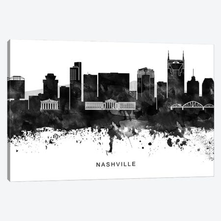 Nashville Skyline Black & White Canvas Print #WDA817} by WallDecorAddict Canvas Print