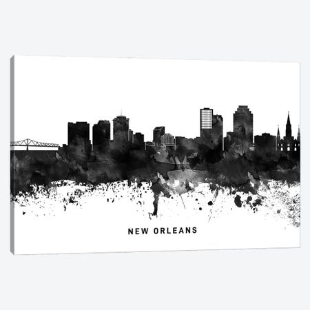 New Orleans Skyline Black & White Canvas Print #WDA818} by WallDecorAddict Canvas Wall Art