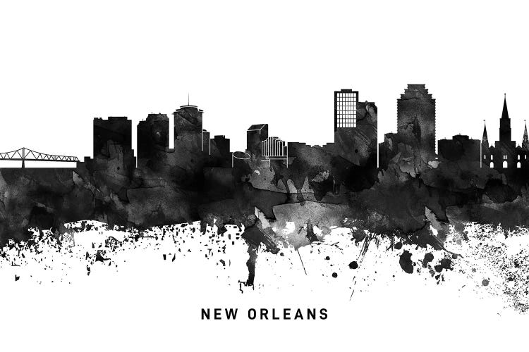 New Orleans Skyline Black & White by WallDecorAddict wall art